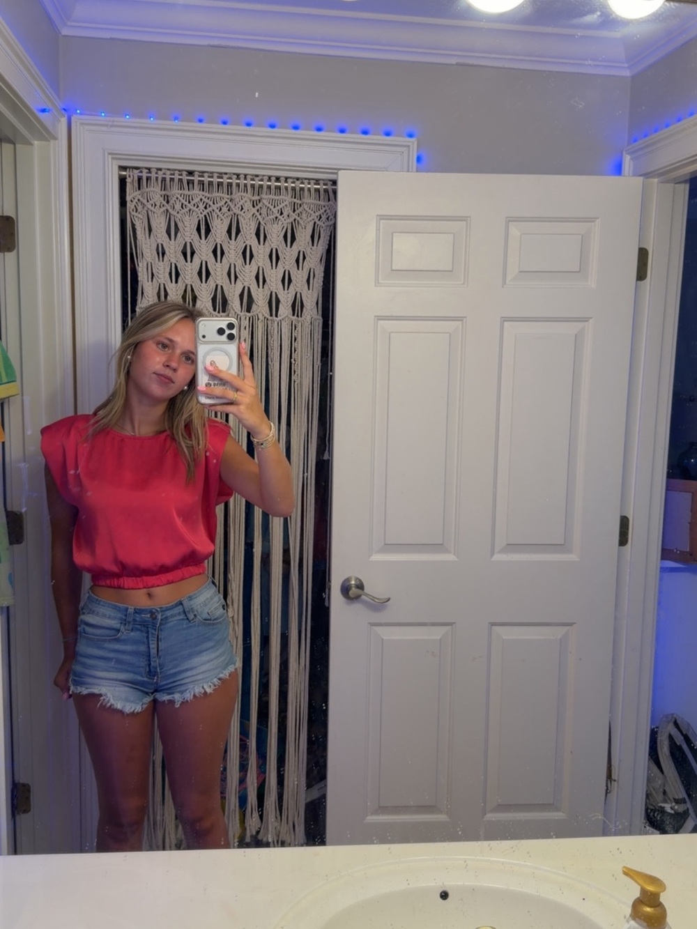 Satin Cap-Sleeve Cropped Top in Vibrant Pink